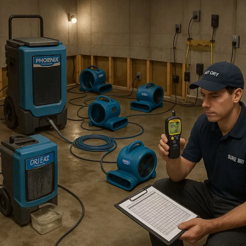 Structural Drying and Dehumidification process in Shadow Hills, CA